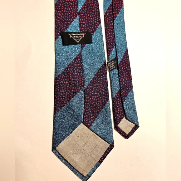 Vitaliano Pancaloi Italian silk striped geometric tie neck tie